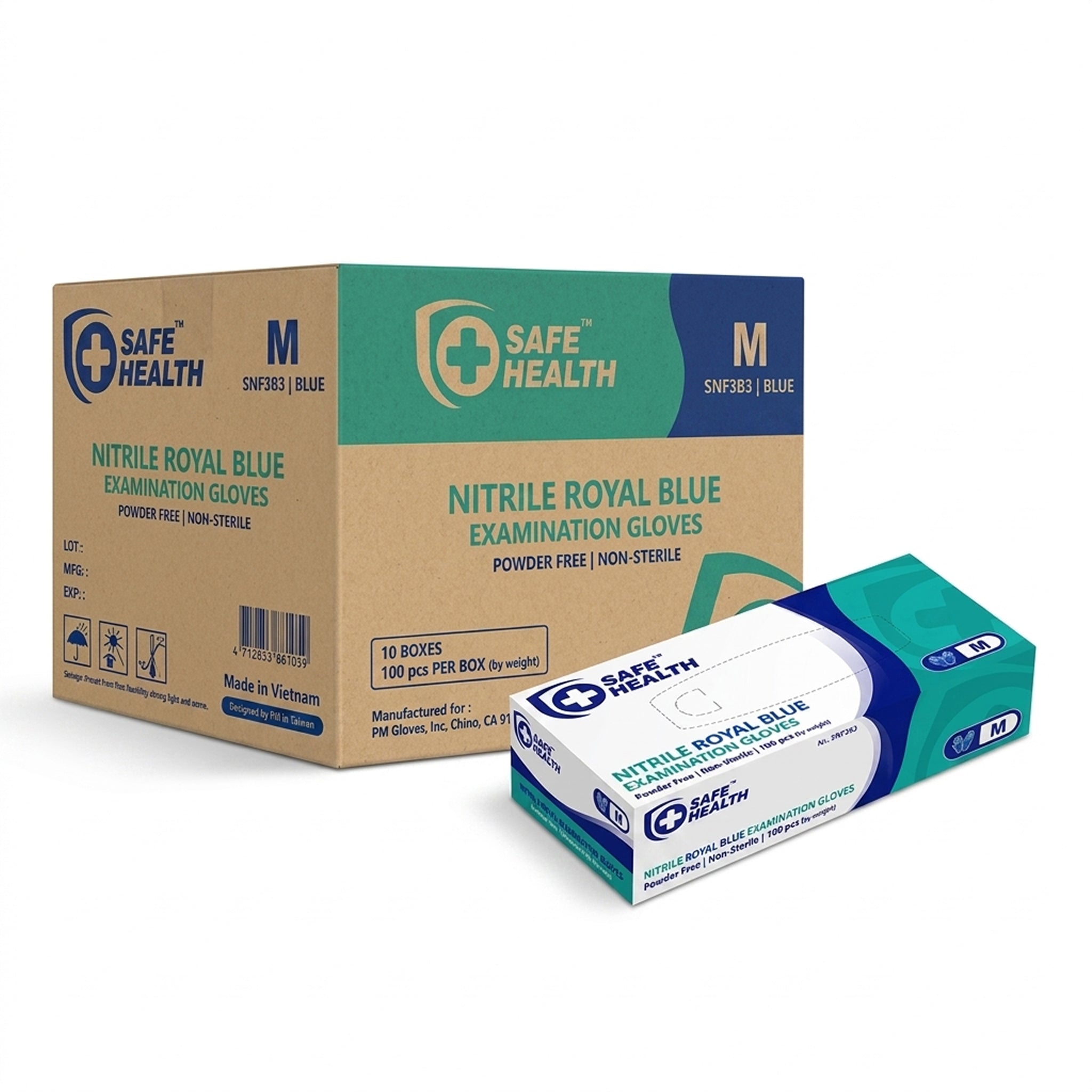 Safe Health Nitrile Royal Blue Disposable Examination Gloves