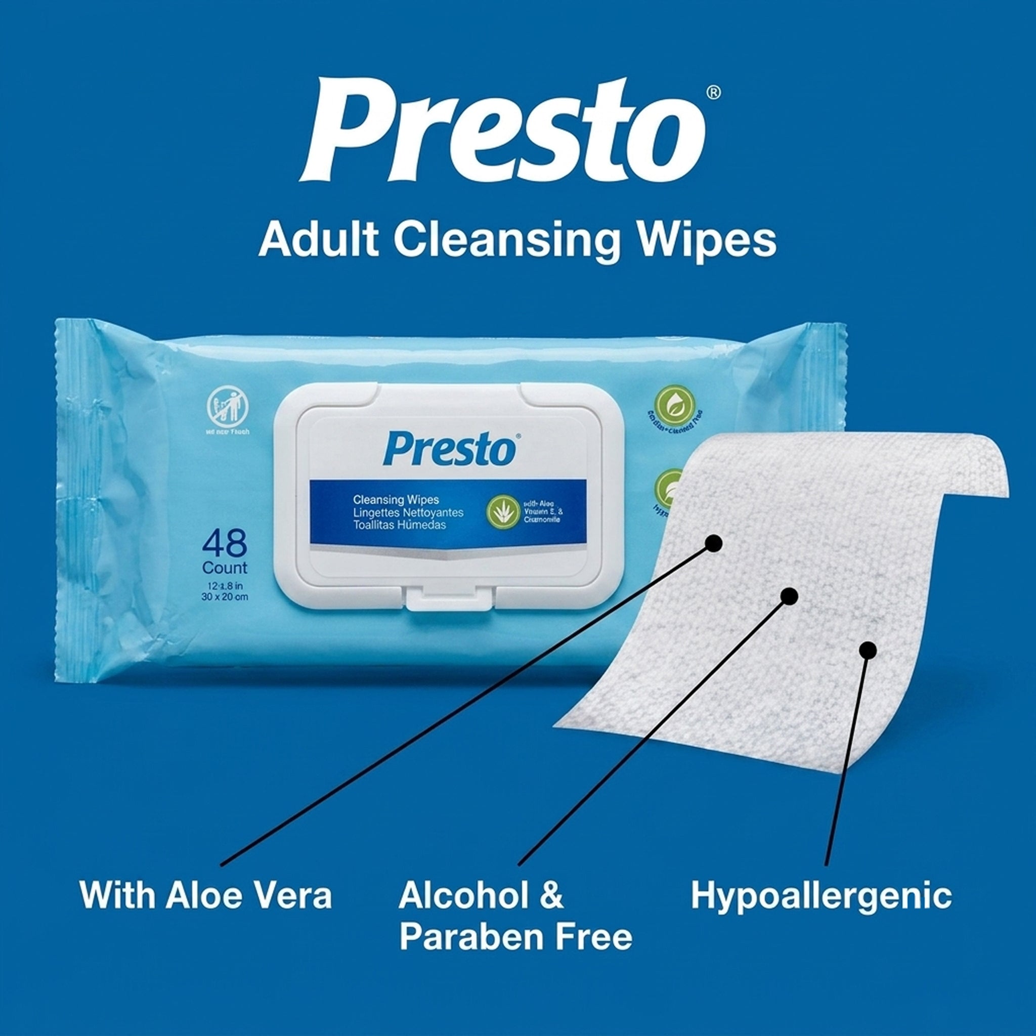 Drylock Technologies Presto Disposable Adult Washcloth 12"x 8"