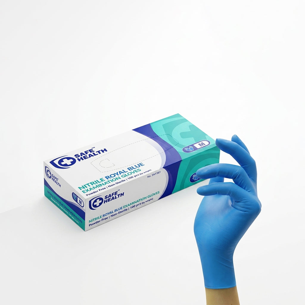 Safe Health Nitrile Royal Blue Disposable Examination Gloves